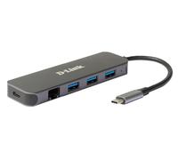 HUB USB D-Link USB-C Macho > 3 x USB 3.0 (SS) + 1 x USB-C (Thunderbolt 3) (PD60W) + 1 x RJ45