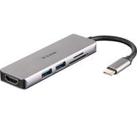 D-Link DUB-M530 - Hub USB tipo C, 5 en 1, adaptador USB C con HDMI 4K y 1080p, 2 puertos USB3.0/USB2.0, lector de tarjetas SD y microSD SDHC y SDXC