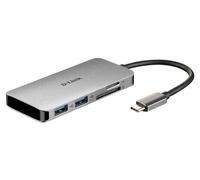 D-Link DUB-M610 - Hub USB tipo C, 6 en 1, adaptador USB C con HDMI 4K y 1080p, 2 puertos USB3.0/USB2.0, lector de tarjetas SD y microSD, 1 x USB C de carga hasta 100W