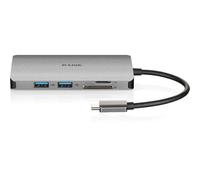 D-Link DUB-M810 - Hub USB tipo C, 8 en 1, adaptador USB C con HDMI 4K y 1080p, 2 puertos USB3/USB2, puerto red 1 Gbps, lector SD y microSD, 1 x USB C de carga/datos hasta 100W