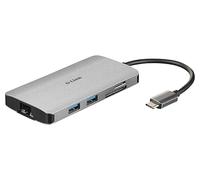 D-Link DUB-M810 - Hub USB tipo C, 8 en 1, adaptador USB C con HDMI 4K y 1080p, 2 puertos USB3/USB2, puerto red 1 Gbps, lector SD y microSD, 1 x USB C de carga/datos hasta 100W