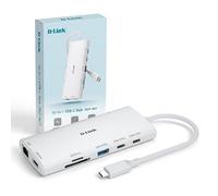 D-Link DUP-A01 Hub USB-C 10 en 1, 2X HDMI 4K@60Hz, USB 3.1/3.0, Power Delivery 100W, SD/microSD, Ethernet Gigabit - Estación Dock USB-C para MacBook, PC portátil, Android