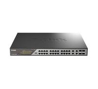 D-Link Switch Gestionado PoE 24 Puertos Gigabit (10/100/1000) + 4 Puertos Combo SFP, 24xPoE 30W, Presupuesto 518W, L2, Web Managed, VLAN