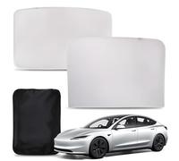 D-Lumina Parasol de Techo para Tesla Model 3 (2021-2022) | Parasol para Techo de Cristal con Protección UV, Parasol Plegable para Tesla Model 3 (2 piezas/Beige)