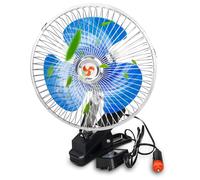 D-Lumina Ventilador Coche Encendedor de 8 Pulgadas Azul,12V Rotación de 360 Grados Ajuste de Dos Velocidades,Diseño con Clip,para Autos,Camionetas,Casas Rodantes y Más(Longitud del Cable:150CM)