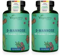 D-Mannose Complex Vegavero | 2000 mg | 100% NATURAL | Con Arándano Rojo (Cranberry) + Vitamina C | Cistitis + Infecciones Urinarias | 120 Cápsulas | Vegan (Paquete de 2)