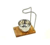 D.O.M. Design Plus - Soporte para brocha de afeitar (madera de olivo, con barra de acero inoxidable brillante)