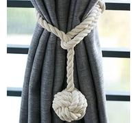 D-Orange 2 Piezas Abrazaderas para Cortinas Cuerda Abrazadera Decorativa Cortina con Una Bola, Hecho a Mano Cortina Alzapaños, para Dormitorio, Salón y Oficina, Beige, 70cm de Longitud Tota