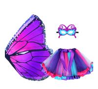 D.Q.Z Kids Fairy Buttery-Wings Disfraz para nias Halloween Butterfly Disfrajes y Rainbow Tutu Dress Up Fiest Supplies (Purple1)