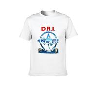 D.R.I. Crossover Print Unisex T-Shirts Men tee Cotton Tops White Shirt L