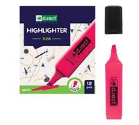 D.RECT 1128 - Rotuladores fluorescentes con punta biselada, 12 unidades, color rosa