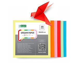 D.RECT 120 hojas de papel de origami, doble cara, 15 x 15 cm, 150 x 150 mm, 6 colores