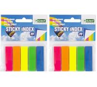 D.RECT 125 Unidades Marcadores Adhesivos - Tiras Adhesivas, Marcador de Página, Tiras de Texto - Índices Adhesivos para Oficina - Película PP 12x45mm 5x25 Unidades (Paquete de 2)