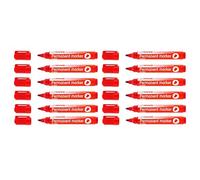 D.RECT 2160 Rotuladores permanentes resistentes al agua con punta redonda para muchas superficies, 12 unidades, color rojo