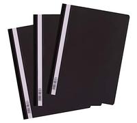 D.RECT 25 carpetas A4 de plástico con tapa frontal transparente, carpeta de plástico de polipropileno negro