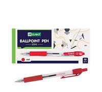 D.RECT 294 bolígrafos con mango ergonómico de goma para oficina y hogar, grosor de trazo 0,7 mm, 12 unidades, color rojo