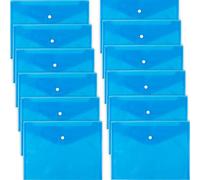 D.RECT 5530 Juego de 12 carpetas de documentos A4, maletines con cierre de botón, organizadores de bolsillo para uso escolar y de oficina, organizador de sobres para documentos y cartas, azul