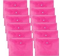D.RECT 5530 Juego de 12 carpetas de documentos A4, maletines con cierre de botón, organizadores de bolsillo para escuela y oficina, organizador de sobres para documentos y cartas, color rosa