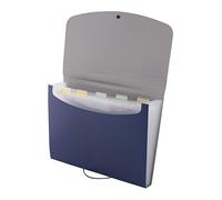 D.RECT 5566 Carpeta con bolsillos A4 | Organizador portátil para archivos y documentos, correa elástica redonda con cierre de botón, para el hogar, escuela, trabajo y viajes | 6 bolsillos | Azul