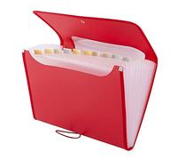 D.RECT 5590 Carpeta de archivos extensible A4 | Acordeón Carpeta Clasificadora de documentos con 12 Compartimentos | Carpeta de Acordeon | color rojo