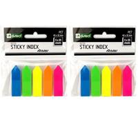 D.RECT 9347 Indices adhesivos de film plástic con forma de flecha | 12x45 mm, 5 colores x 25 unidades | Marcadores adhesivos | flechas adhesivas (Paquete de 2)