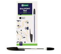 D.RECT Bolígrafo 9900, 50 unidades, en negro, transparente con tapa de clip, bola de carburo de tungsteno 110169