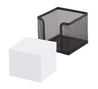 D.RECT - Caja de notas | Hecho de malla | Metal sólido | para el trabajo moderno | Negro | con bloc de notas 700 hojas - 95 x 95 x 80 mm