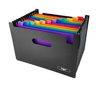 D.RECT Carpeta clasificadora A4 con 13 compartimentos, multicolor, diseño de acordeón, resistente al agua, color negro