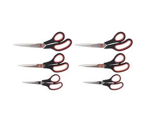 D.RECT Conjunto de 6 Tijeras Kit 160mm/210mm/250mm "SG-MIX" - Tijera para Papel, Costura, Oficina - Mango Suave y Cómodo - Tijeras Escolares, de Acero Inoxidable