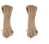 D.RECT- Cuerda de Yute 10mm 10m - Cuerda de Cáñamo - Cuerda de Fibra Natural (Paquete de 2)