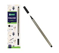 D.RECT D407 Fineliner - Rotulador de punta fina adecuado para el uso diario, escritura y material escolar, muy fino, ancho de línea aprox. 0,4 mm, 12 unidades, color negro