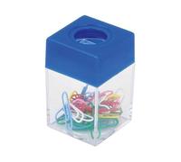 D.RECT Dispensador Magnético de Clips - Caja Cuadrada Transparente con Tapa Negra o Azul - Acceso Rápido y Ordenado - Ideal para Oficina, Hogar o Escuela