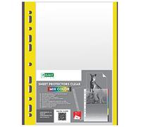 D.RECT Fundas A4 25 Unidades - Fundas Multitaladro Transparentes 75 Micras con Bordes de Colores - Bolsillos Polipropileno Resistentes para Documentos - Archivo Escolar Oficina