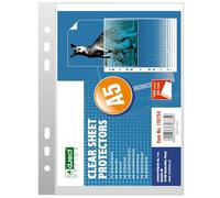 D.RECT Fundas A5 Transparentes 100 Unidades - Fundas Multitaladro 50 Micras para Documentos - Bolsillos de Plástico Resistentes con Apertura Lateral - Archivadores Oficina Escuela