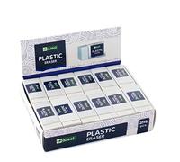 D.RECT Goma de borrar, HI-POLYMER Plastic Eraser | Pequeño x 24 unidades | Blanco 48 x 19 x 12 mm