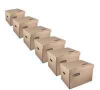 D.RECT KEEP.IT 2100 Set de 6 Cajas Contenedoras de Archivo Grandes - Para Carpetas y Cajas A4 - Cartón 390 g/m² Libre de ácido - con Tapa Integrada - FSC