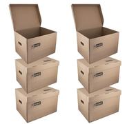 D.RECT KEEP.IT 2120 Set de 6 Cajas Contenedoras de Archivo HD 420 g/m² - Apilables, con Tapa Ontegrada - para Archivadores y Cajas A4 - FSC