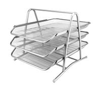 D.RECT KOMO Bandeja de Documentos A4 Metálica de Rejilla - Archivador de Escritorio con 3 Bandejas Extraíbles, 350×297×275 mm, Plata