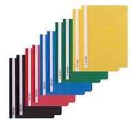 D.RECT Lote de 10 Carpetas A4 con Tapa Transparente - Carpetas de Láminas PP con Perforación - 5 Colores Surtidos (2 por color) - Carpetas Escolares y de Oficina con Etiqueta Fronta