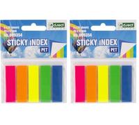 D.RECT Marcadores Adhesivos - Separador Archivador, Indices Autoadhesivos - Adhesivo Marcador Película - Marcapaginas Adhesivos - Película PET 45x12mm 5x25 Piezas Tiras, 800084 (Paquete de 2)