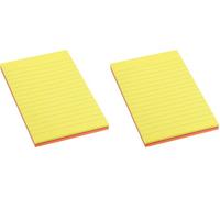 D.RECT Notas Adhesivas con rayas, 98x150mm, 100 hojas, color neón, 110520 (Paquete de 2)