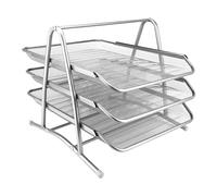 D.RECT Organizador de Escritorio de Metal para Oficina | Cajones para Documentos | 3 Cajones | Bandeja para Documentos A4 | Organizador de Malla | Cajones para Oficina | Color Plateado