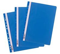 D.RECT Pack 25 Carpetas A4 PP Perforadas para Archivadores con Tira de Identificación Azul