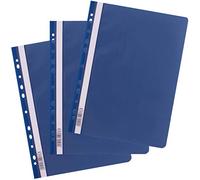 D.RECT Pack 25 Carpetas A4 PP Perforadas para Archivadores con Tira de Identificación Azul Oscuro