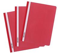 D.RECT Pack 25 Carpetas A4 PP sin Perforación para Archivadores con Tira de Identificación Rojo