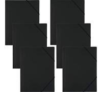 D.RECT - Pack de 6 Carpetas con 3 solapas de Polipropileno con gomas, A4, color negro (009082)