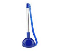 D.RECT Peana con Bolígrafo y Cadena - Soporte para Nolígrafos de Recepción para un Escritorio Moderno y Organizado - Bolígrafo Autoadhesivo con Cordón de Cuerda, Azul