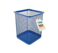 D.RECT Portalápices Cuadrado de Metal - Portalápices Cubo de Malla para Bolígrafos, Color Azul Marino