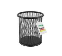 D.RECT Portalápices Metálico de Malla Redonda - Lapicero de Escritorio Antideslizante - Soporte para Bolígrafo, Lápices y Material de Oficina - Organizador de Mesa, Negro, Ø 91 mm