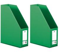D.RECT Revistero Archivador A4 90 mm - PVC Organizador Vertical con Etiqueta y Orificio Frontal, Color Verde (Paquete de 2)